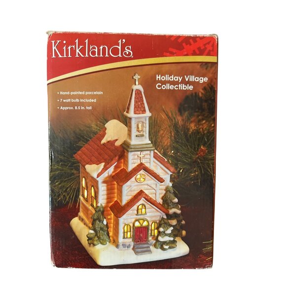Kirklands Holiday Village Collectible Ceramic Church Lights Up Original Box 8.5" - Picture 4 of 4